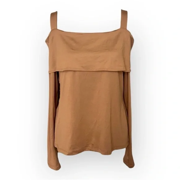Tan Asymmetrical Long Sleeve Blouse - Picture 3 of 3